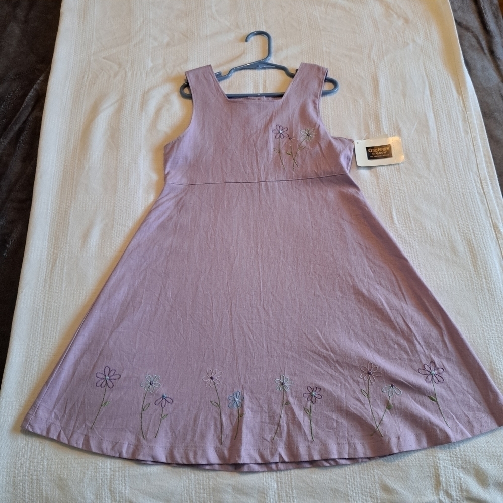 Oshkosh Vintage girls size 6X linen blend lavender dress, New